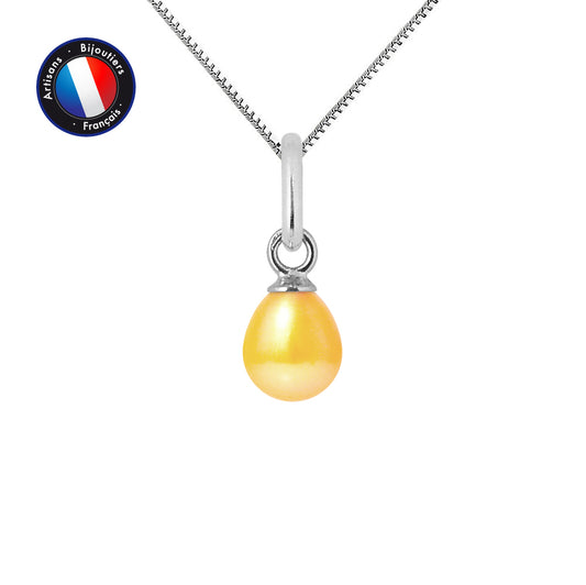 PERLINEA - Pendentif - Perle de Culture d'Eau Douce - Bouton Diamètre 5-6 mm Gold - Or Blanc