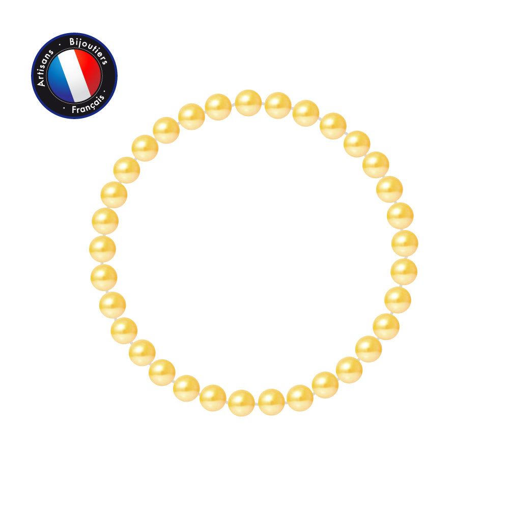 PERLINEA - Bracelet Porte Bonheur - Perle d'Eau Douce - Ronde 5-6 mm Gold