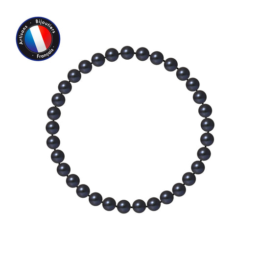 PERLINEA - Bracelet Porte Bonheur - Perle d'Eau Douce - Ronde 5-6 mm Black Tahiti