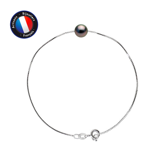 PERLINEA - Bracelet - Perle de Culture de Tahiti- Ronde 8-9 mm - Argent 925 Millièmes