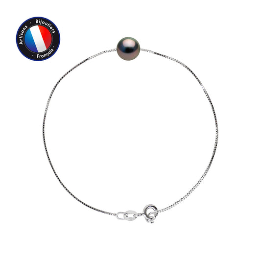 PERLINEA - Bracelet - Perle de Culture de Tahiti - Ronde 9-10 mm - Argent 925 Millièmes