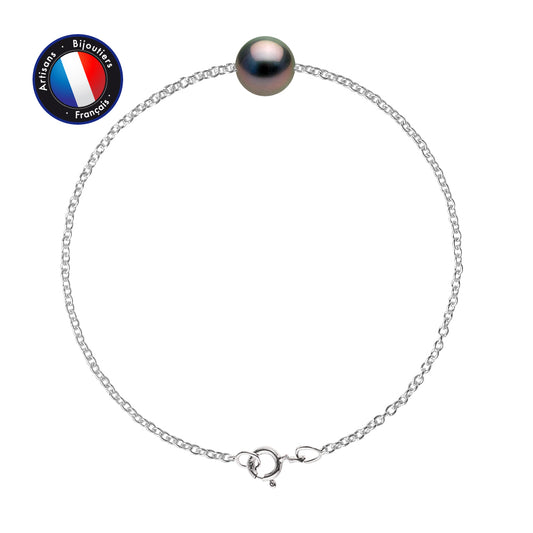 PERLINEA - Bracelet - Perle de Culture de Tahiti - Ronde 9-10 mm - Argent 925 Millièmes