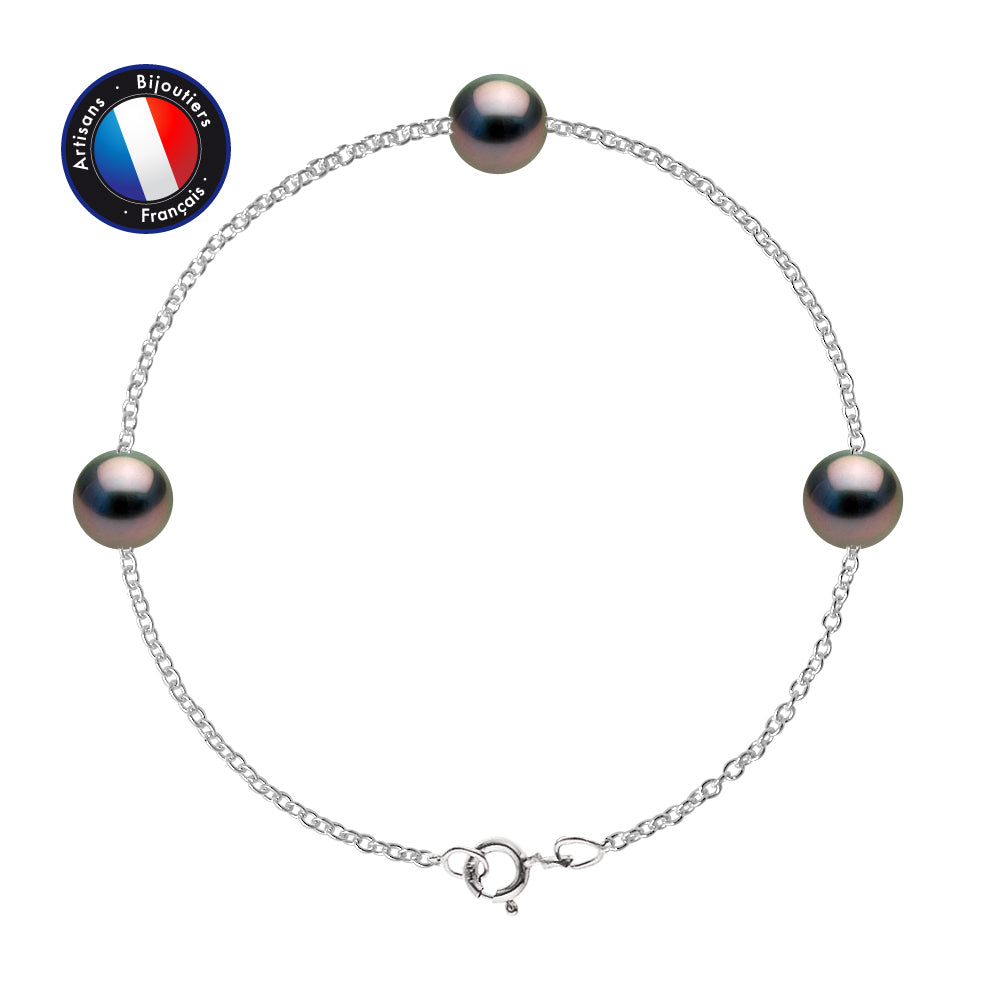 PERLINEA - Bracelet - Perle de Culture de Tahiti - Ronde 8-9 mm - Argent 925 Millièmes